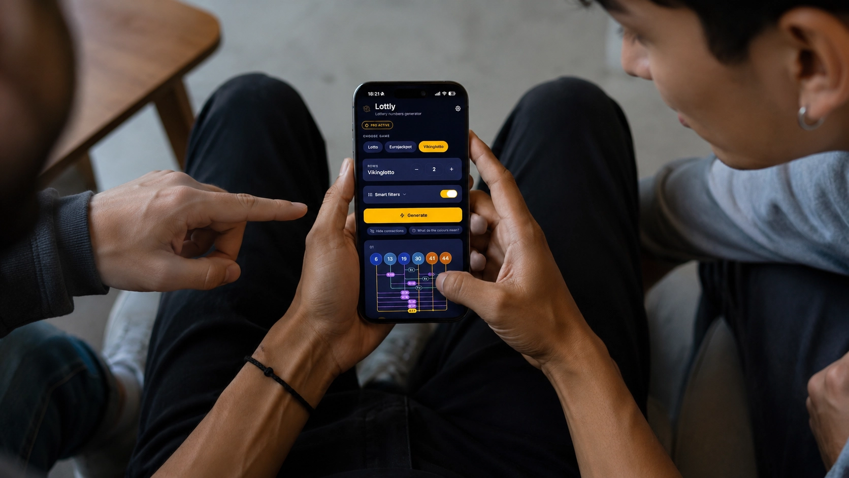 Person using Lottly on their phone
